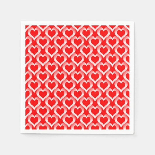 Red White Hearts Pattern Serviette (Vorderseite)