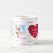 Red white hearts photo name love you kaffeetasse (Vorderseite Links)