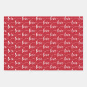 Red & White Hearts Script Liebe Valentine's Day Geschenkpapier Set (Vorderseite 3)