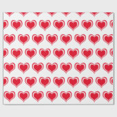 Red White Hearts Valentinstag Muster Liebe Geschenkpapier (Flach)