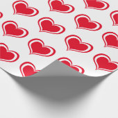 Red White Hearts Valentinstag Muster Liebe Geschenkpapier (Ecke)