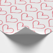 Red White Hearts Valentinstag Muster Liebe Wrapp Geschenkpapier (Ecke)