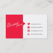 Red & white Hello-Anführungskarte Visitenkarte (Rückseite)