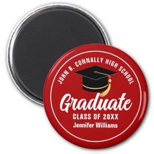 Red White High School Graduate Custom Abschluss Magnet