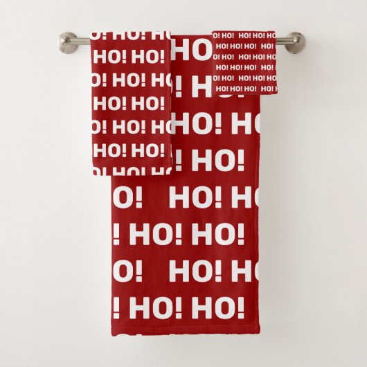 Red White Ho Ho Ho Weihnachtsfeiertag Badhandtuch Set (Insitu)