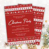 Red & White Holiday Pattern Weihnachts-Party Einladung