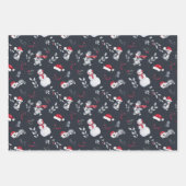 Red & White Holiday Pinguine & Snowmen Geschenkpapier Set (Vorderseite)