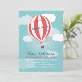 Red White Hot Air Ballon Einladung (Stehend Vorderseite)