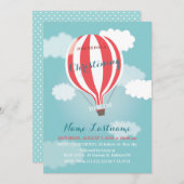 Red White Hot Air Ballon Einladung (Vorne/Hinten)