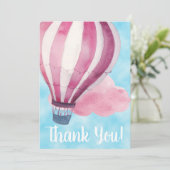 Red White Hot Air Ballon in Blue Sky Vielen Dank Dankeskarte (Stehend Vorderseite)