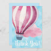Red White Hot Air Ballon in Blue Sky Vielen Dank Dankeskarte (Vorne/Hinten)