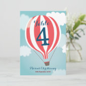 Red White Hot Air Ballon Tischnummer Card (Stehend Vorderseite)
