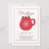 Red White Hot Cocoa Scalloa Weihnachtsgebäck Party Einladung (Vorderseite)