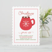 Red White Hot Cocoa Scalloa Weihnachtsgebäck Party Einladung (Stehend Vorderseite)