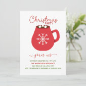 Red White Hot Cocoa Weihnachts-Party Einladung (Stehend Vorderseite)