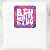 Red White I Do | 4. Gefärbte Krawatte Bachelorette Quadratischer Aufkleber (Tasche)