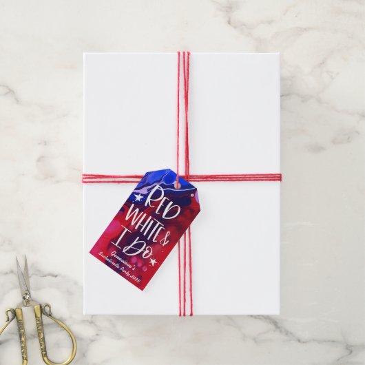 Red White I Do 4. Juli Bachelorette Geschenkanhänger (Mit Garn)
