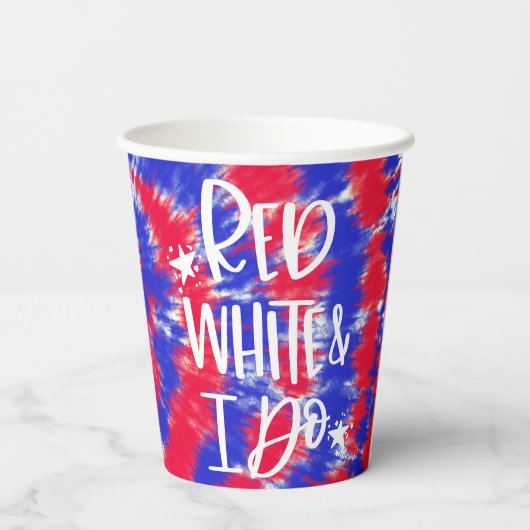 Red White I Do 4. Juli Bachelorette Pappbecher (Rückseite)