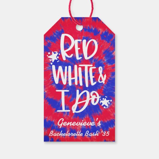 Red White I Do 4. Juli Junggeselinnen-Abschied Geschenkanhänger (Rückseite)