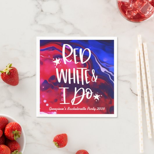 Red White I Do 4. Juli Junggeselinnen-Abschied Serviette (Beispiel)