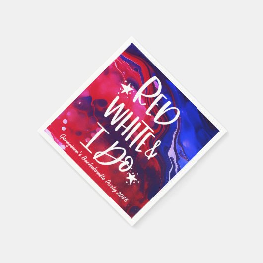 Red White I Do 4. Juli Junggeselinnen-Abschied Serviette (Ecke)
