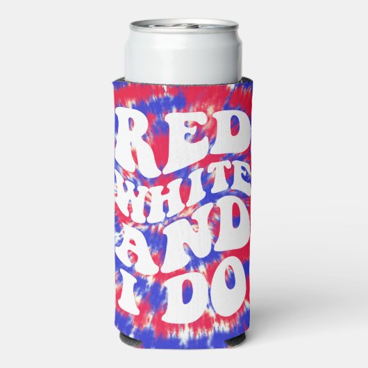 Red White I Do America Gefärbte Krawatte Bachelore Selters Dosenkühler (Seltzer Rückseite)