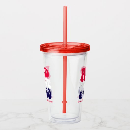 Red White I Do Retro American Junggeselinnen-Absch Acryltrinkbecher (Rechts)