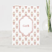 Red White Ikat All in One Anand Karaj Sikh Wedding Einladung (Rückseite)