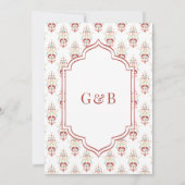 Red White Ikat Anand Karaj Sikh Wedding Einladung (Rückseite)