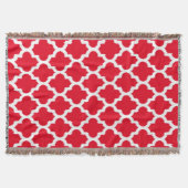 Red & White Ikat Quatrefolienmuster Decke (Vorderseite)