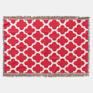 Red & White Ikat Quatrefolienmuster Decke