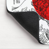 Red White Illustration Wave Mousepad (Ecke)