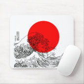 Red White Illustration Wave Mousepad (Mit Mouse)