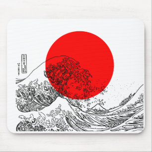 Red White Illustration Wave Mousepad