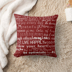 Red White Inspirational Words Weihnachten Kissen