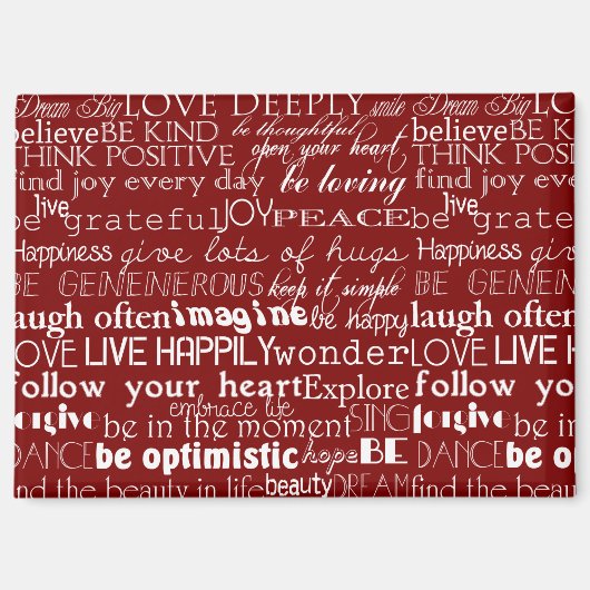 Red White Inspirational Words Weihnachten Magnet (Vorderseite)
