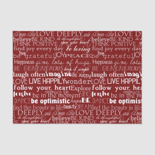 Red White Inspirational Words Weihnachten Seidenpapier (Vorderseite)