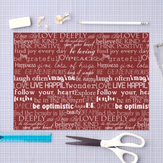 Red White Inspirational Words Weihnachten Seidenpapier (Handwerk)