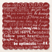 Red White Inspirational Words Weihnachten Untersetzer (Vorderseite)