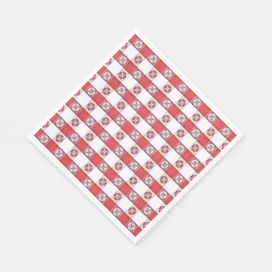 Red White Italian Tablecloge Printpapier Napkin Serviette (Ecke)