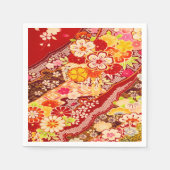Red White Japanese Kimono Floral Decoupage Paper Serviette (Vorderseite)