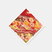 Red White Japanese Kimono Floral Decoupage Paper Serviette (Ecke)