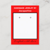 Red White Jewelry Earrings Display QR Codes Visitenkarte (Vorderseite)