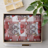 Red White Kariert Bulldog Weihnachtsfeiertag Seidenpapier (Geschenk)