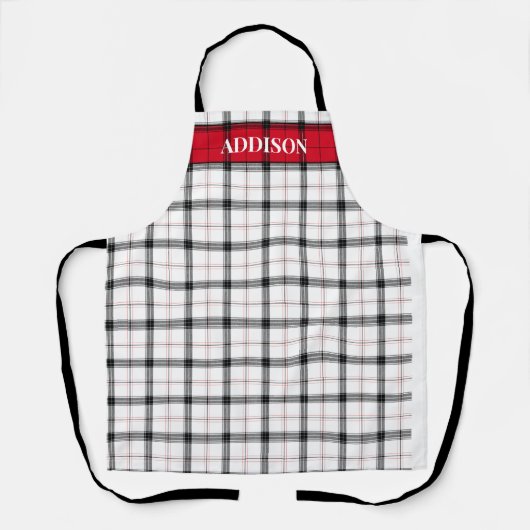 Red White Kariert Christmas monogramm Personalisie Schürze (Vorderseite)