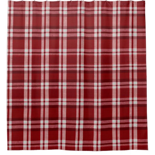 Red White Kariert Duschvorhang (Vorderseite)