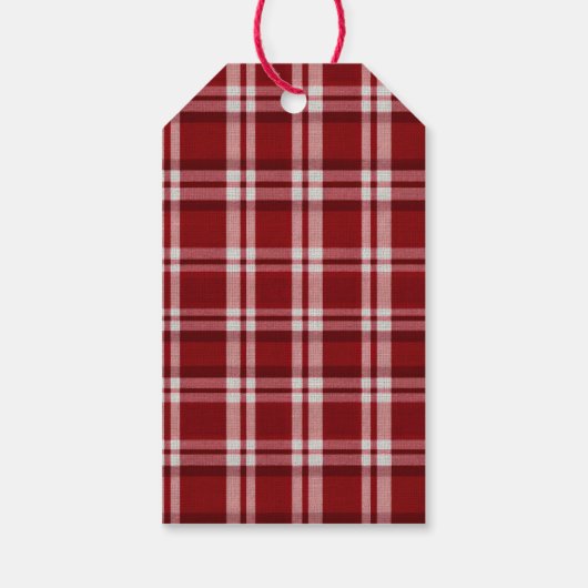 Red White Kariert Geschenkanhänger (Rückseite)