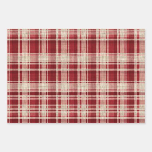 Red White Kariert Geschenkpapier Set (Vorderseite 2)