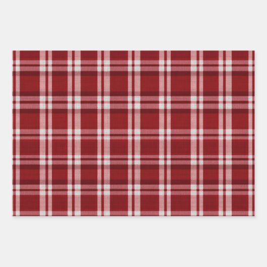 Red White Kariert Geschenkpapier Set (Vorderseite)