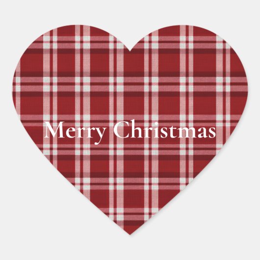 Red White Kariert Herz-Aufkleber (Vorderseite)